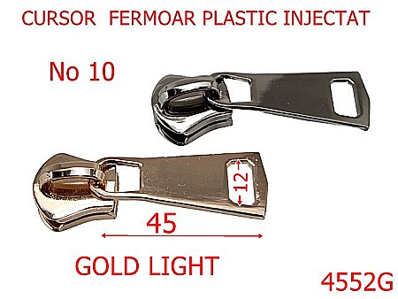 Cursori fermoar plastic - 4552G/Cursor pentru fermoar din plastic injectat-no10--zamac--gold light-----