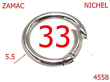 Inele carabina - 4558/Inel carabina poseta sau geanta-33-mm-zamac-5,5-nichel-23C2----