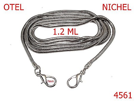 Lant poseta - 4561/Lant cu terminatie si carabine poseta -1200-mm-otel--nichel---14A7--