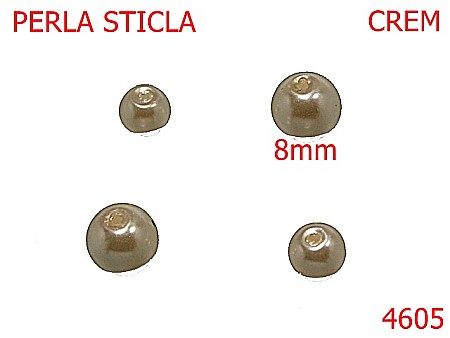 Diverse - 4605/Perla pentru  colier -8-mm-sticla--crem-----