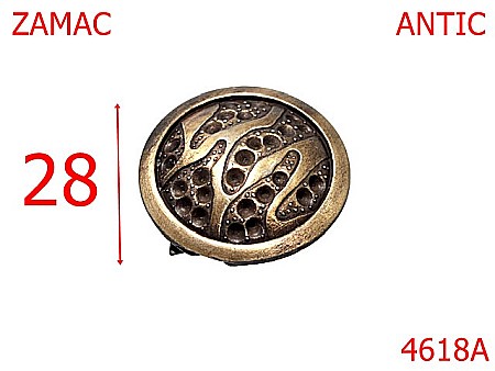 Accesorii metalice pentru marochinarie - 4618A/Ornament semibombat-28-mm-zamac--antic---AP18--