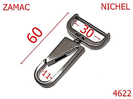 Carabine poseta - 4622/Carabina unghiuri drepte-30-mm-zamac--nichel--5V9---