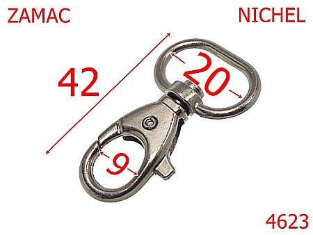 Carabine poseta - 4623/Carabinaarticole mici-20-mm-zamac--nichel--5B6---