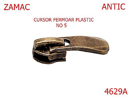 Cursori fermoar plastic - 4629A/Cursor cu blocaj pentru fermoar  plastic -no5--zamac--antic-----