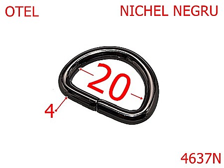 Inele D - 4637N/Inel D-20-mm-otel-4-nichel negru---2B8--