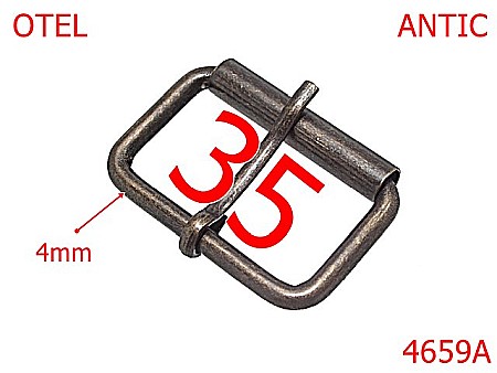 Catarame rola si 1 cui - 4659A/Catarama cu rola pentru marochinarie-35-mm-otel-4-antic-7D3-7G7---