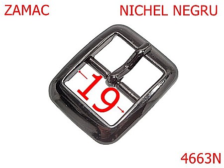 Catarame - 4663N/Catarama pentru articole marochinarie -19-mm-zamac--nichel negru -7A6-6F6---
