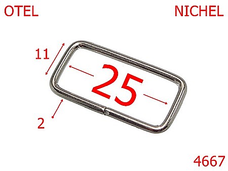 Inele dreptunghiulare - 4667/Inel dreptunghiular pentru posete-25-mm-otel-2-nichel--3L1---