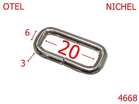 Inele dreptunghiulare - 4668/Inel dreptunghiular pentru genti-20-mm-otel-3-nichel--3i8---