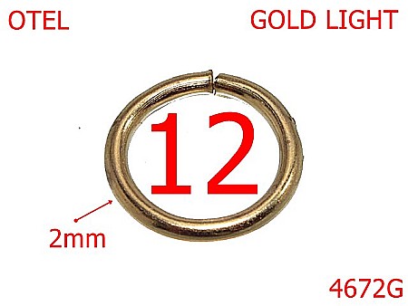 Inele rotunde - 4672G/Inel rotund poseta sau geanta-12-mm-otel-2-gold light-4E.5-4G4---