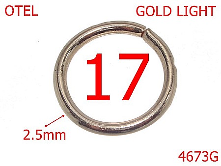 Inele rotunde - 4673G/Inel rotund poseta sau geanta-17-mm-otel-2.5-gold light-4E.5-4G4---