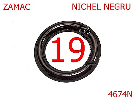 Inele carabina - 4674N/Inel carabina pentru genti -19-mm-zamac--nichel negru -23B11----