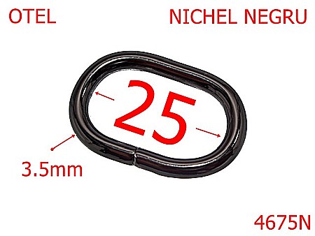 Inele ovale - 4675N/Inel oval pentru genti si posete-25-mm-otel-3.5-nichel negru -----