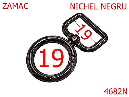 Carabine poseta - 4682N/Carabina tip inel-19-mm-zamac--nichel negru -23B14----