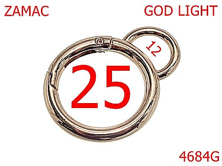 Carabine poseta - 4684G/Carabina cu inel fix-25-mm-zamac--gold light-23F9----
