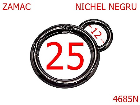 Carabine poseta - 4685N/Carabina cu inel fix-25-mm-zamac--nichel negru -23B16----