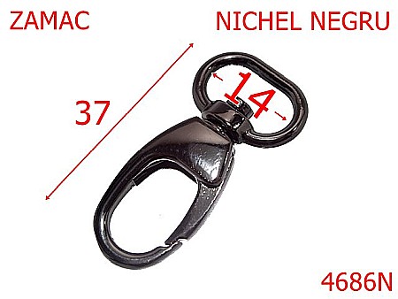Carabine poseta - 4686N/Carabina poseta  geanta sau borseta-14-mm-zamac--nichel negru --5J5---
