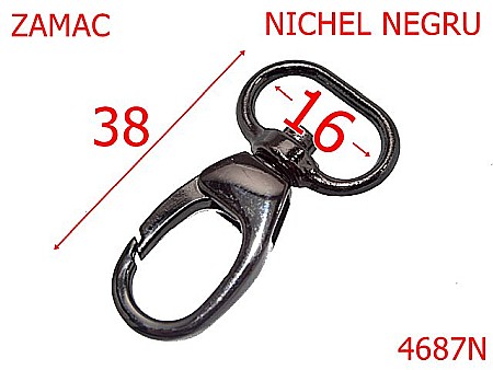 Carabine poseta - 4687N/Carabina poseta  geanta sau borseta-16-mm-zamac--nichel negru --5J5---