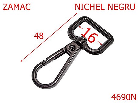 Carabine poseta - 4690N/Carabina poseta  geanta sau borseta-16-mm-zamac--nichel negru --5J6---