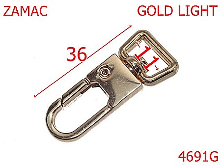 Carabine poseta - 4691G/Carabina poseta  geanta sau borseta-11-mm-zamac--gold light--5J6---