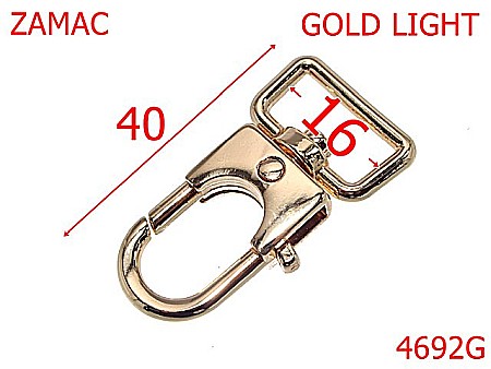 Carabine poseta - 4692G/Carabina poseta  geanta sau borseta-16-mm-zamac--gold light--5J6---