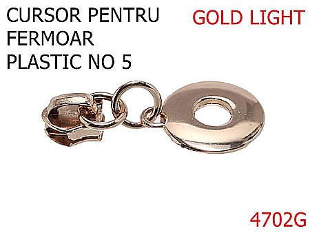 Cursori fermoar plastic - 4702G/Cursor pentru fermoar din plastic -no5--zamac--gold light-----