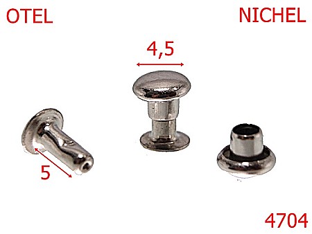 Capse rapide - 4704/Capsa rapida-rivet pentru marochinarie  incaltaminte-4.5-mm-otel--nichel-16C10----