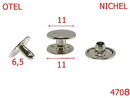 Capse rapide - 4708/Capsa rapida dubla-rivet picior scurt-11-mm-otel--nichel-16C13----