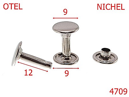 Capse rapide - 4709/Capsa rapida dubla-rivet picior lung-9-mm-otel--nichel-16C14----