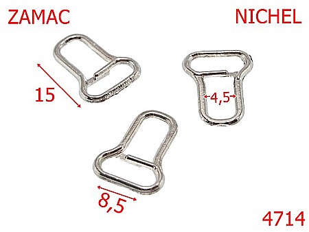 Accesorii metalice pentru marochinarie - 4714/Element de legarura cursor fermoar-8.5-mm-zamac--nichel-----