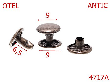 Capse rapide - 4717A/Capsa rapida duba-rivet picior scurt -9-mm-otel--antic-16C17----