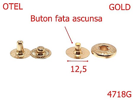 Butoni de manusa - 4718G/Butoni fata ascunsa pentru portofele-125.5-mm-otel--gold light-----