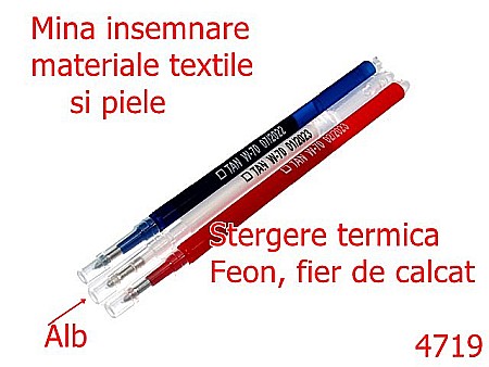 Diverse - 4719/Mina insemnare piele si textile-----alb-10 D 25----