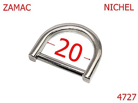Inele D - 4727/Inel D turnat pentru marochinarie incaltaminte-20-mm-zamac--nichel--3E7---
