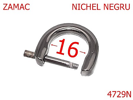 Inele D - 4729N/Inel D demontabil pentru marochinarie-16-mm-zamac--nichel negru--3E7---
