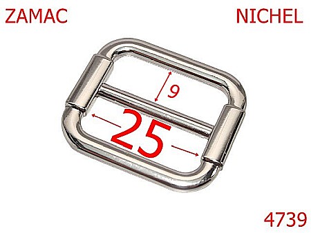Catarame poseta - 4739/Catarama de reglaj curea pentru genti-25-mm-zamac--nichel--1D7---