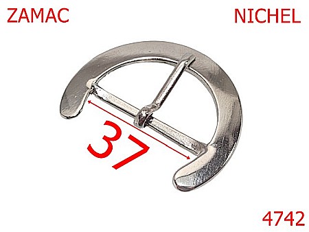 Catarame poseta - 4742/Catarama semiluna pentru genti posete-37-mm-zamac--nichel--6H6---