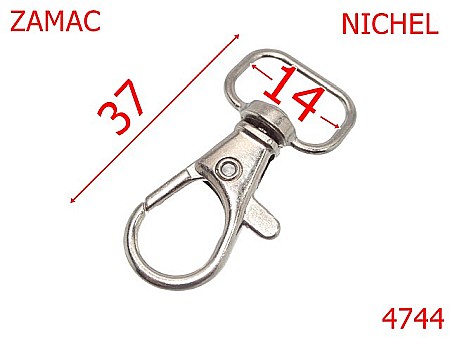 Carabine poseta - 4744/Carabina marochinarie pentru articole mici-14-mm-zamac--nichel--5i7---