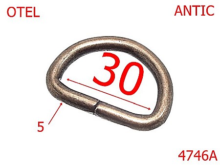 Inele D - 4746A/Inel D marochinarie genti posete-30-mm-otel-5-antic--3F7---