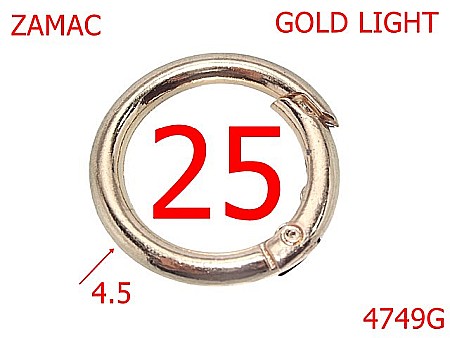 Inele rotunde - 4749G/Inel carabina pentru marochinarie -25-mm-zamac-4.5-gold light-23F3----