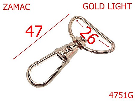 Carabine poseta - 4751G/Carabina  poseta geanta -26-mm-zamac--gold light--5U8---