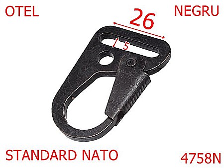 Carabine poseta - 4758N/Carabina  rezistenta NATO-26-mm-otel-4-negru --5J7---