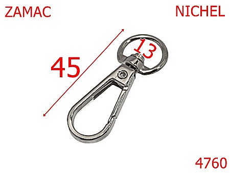 Carabine poseta - 4760/Carabina poseta geanta borseta-13-mm-zamac--nichel-5i3-5i4----