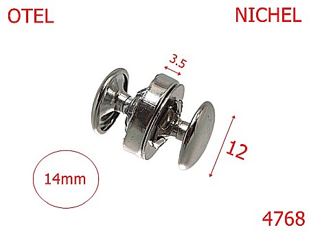 Magneti - 4768/Magnet  cu riveti pentru marochinarie-14-mm-otel-3.5-nichel--15B1---