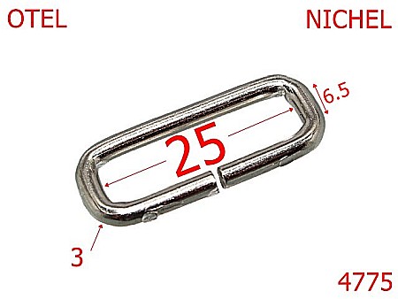 Inele dreptunghiulare - 4775/inel dreptunghiular marochinarie si incaltaminte-25-mm-otel-3-nichel--4D8---