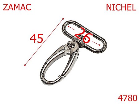 Carabine poseta - 4780/Carabina marochinarie genti posete-26-mm-zamac--nichel--5F7---