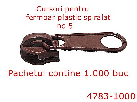 Cursori fermoar plastic - 4783-1000/Cursor pentru fermoar spiralat no 5-no 5-mm-zamac--maron-----