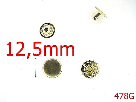 Riveti Capse rapide - 478G/BUTONI MANUSA 12.5MM GOLD-12.5-mm---gold---4H1--I10