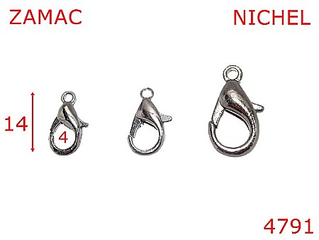 Carabine poseta - 4791/Minicarabina articole marochinarie-14-mm-zamac--nichel-5Y8-5T8---
