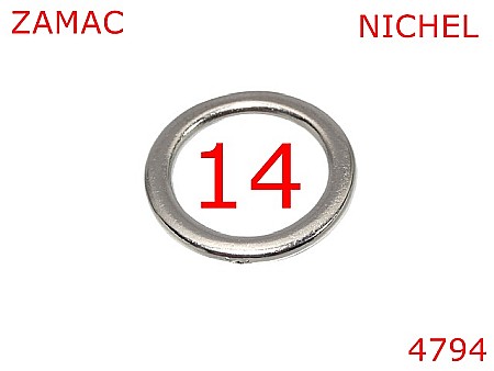 Inele rotunde - 4794/Inel rotund poseta sau geanta-14-mm-zamac--nichel--4i3---